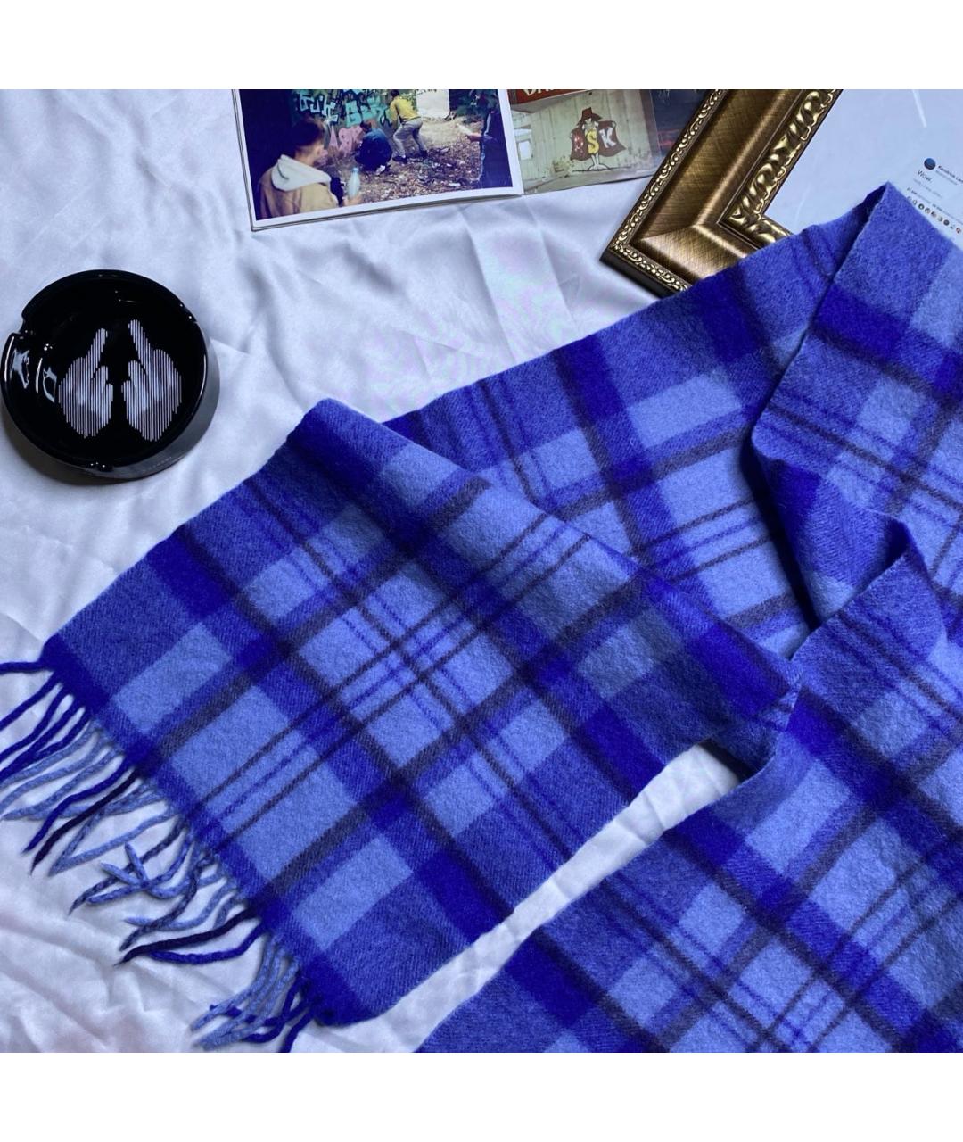 BARBOUR Синий шерстяной шарф, фото 4