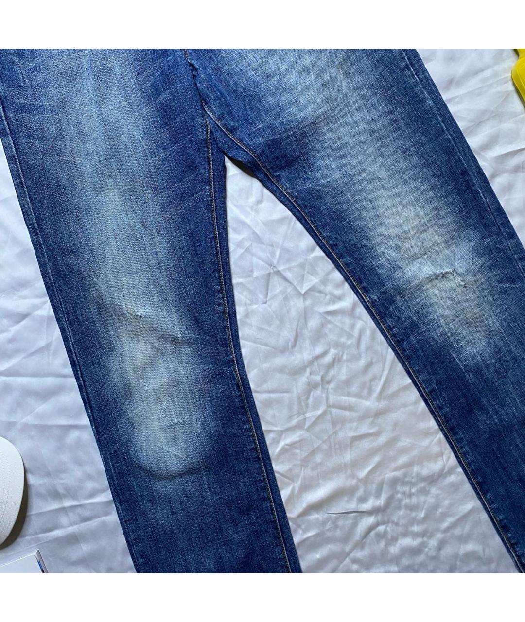 MCQ ALEXANDER MCQUEEN Синие хлопковые прямые джинсы, фото 4