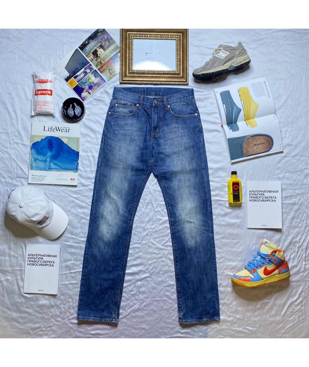 MCQ ALEXANDER MCQUEEN Синие хлопковые прямые джинсы, фото 9