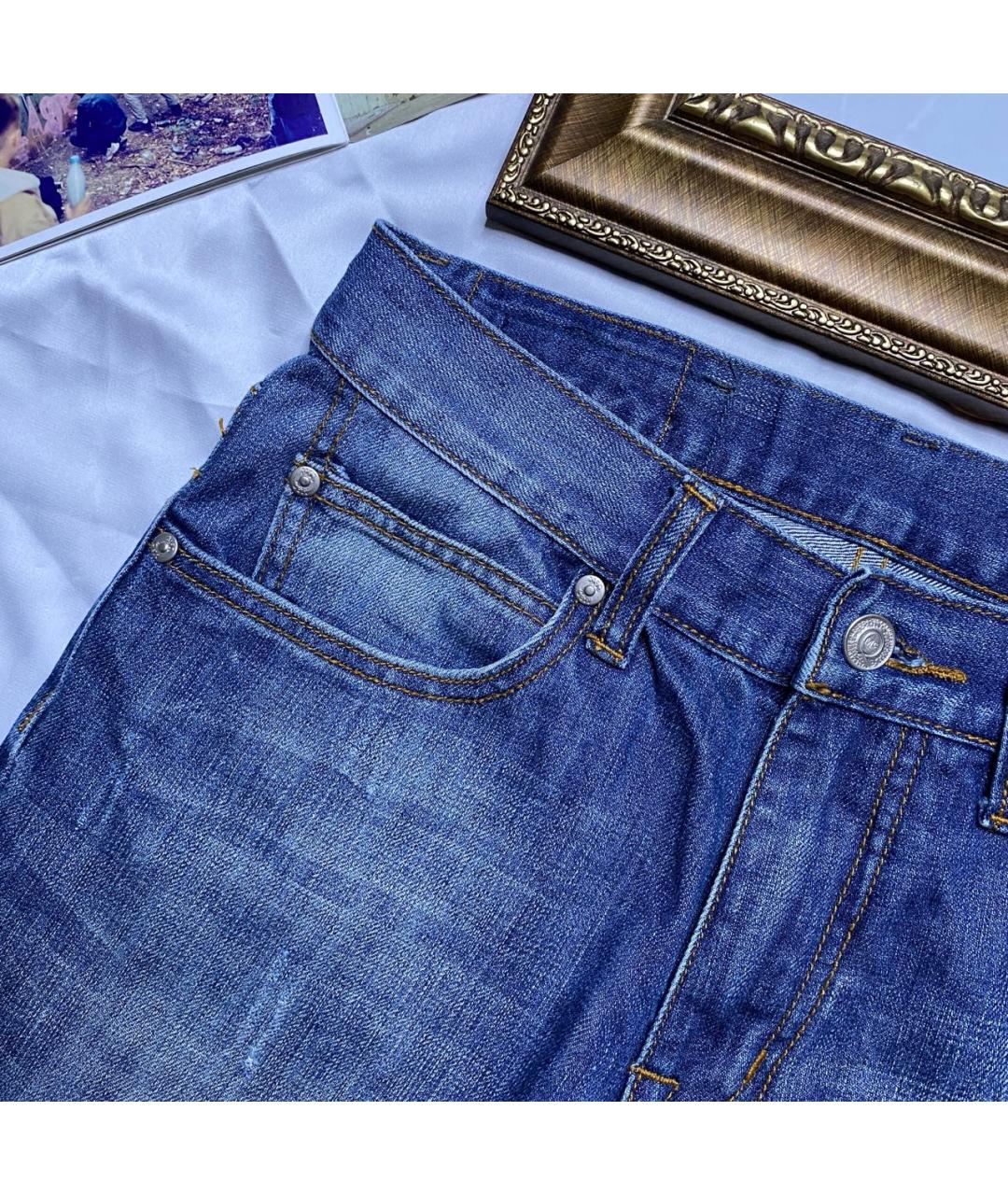 MCQ ALEXANDER MCQUEEN Синие хлопковые прямые джинсы, фото 5