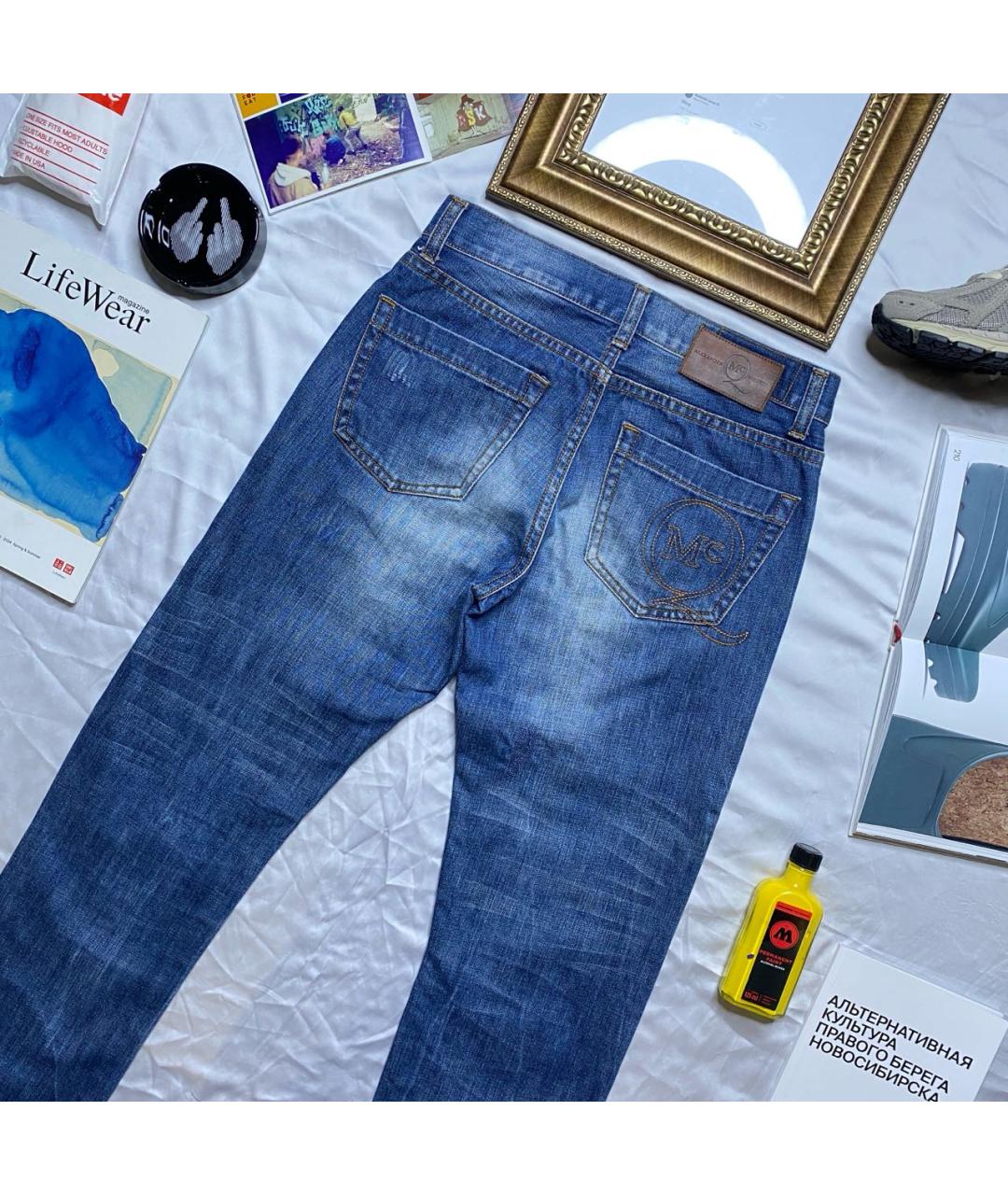 MCQ ALEXANDER MCQUEEN Синие хлопковые прямые джинсы, фото 2