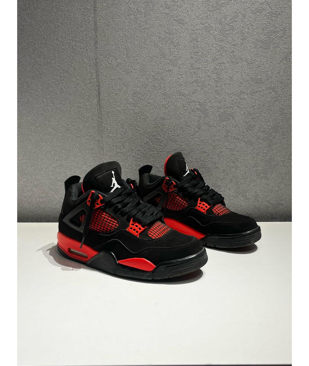 JORDAN Красные нубуковые высокие кроссовки / кеды, фото 2