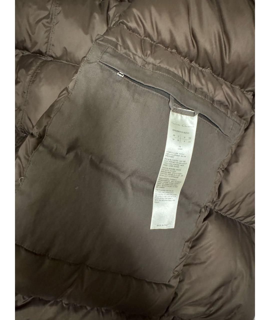 RICK OWENS Коричневый полиамидовый пуховик, фото 6