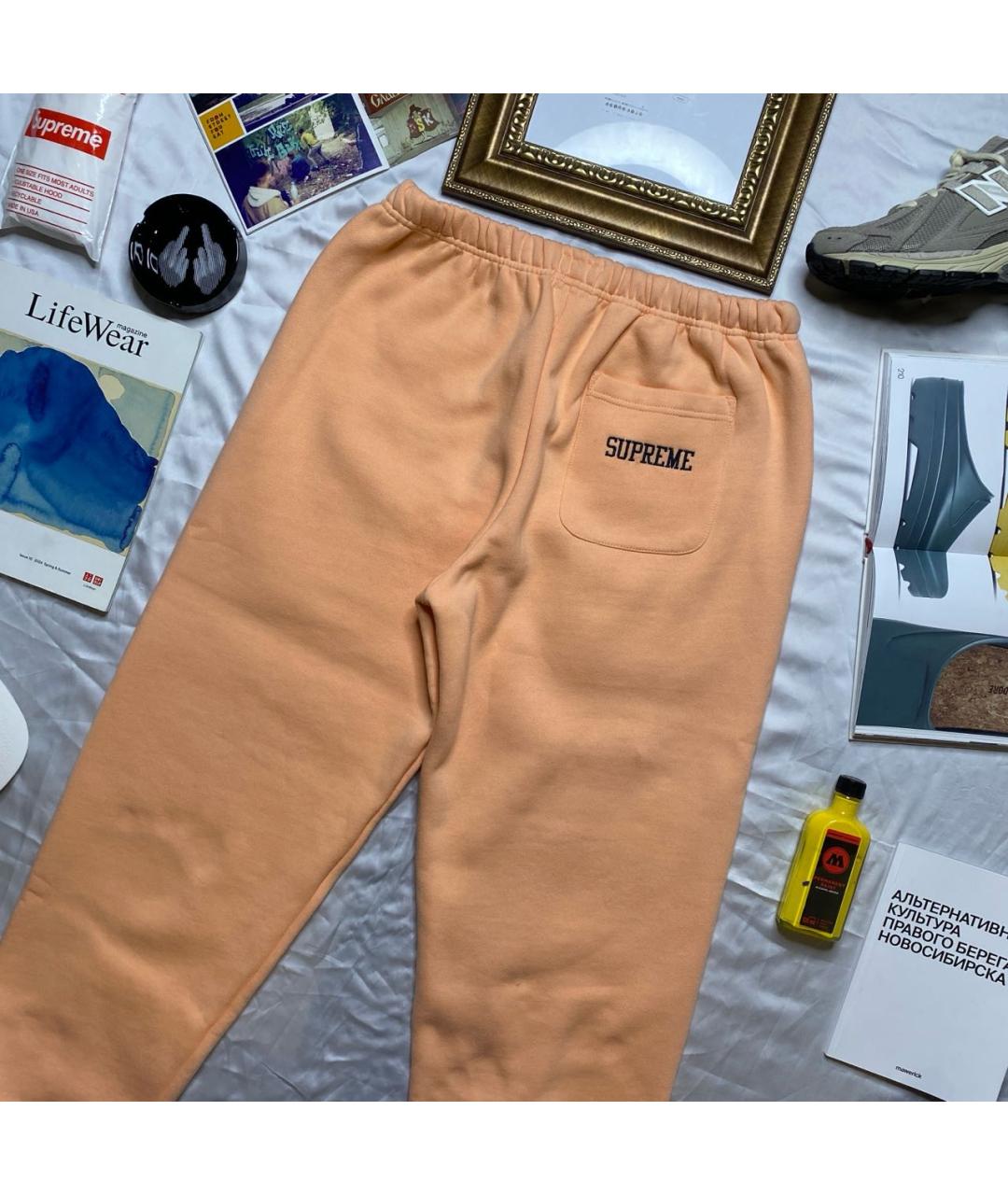 SUPREME Коралловые хлопковые повседневные брюки, фото 4