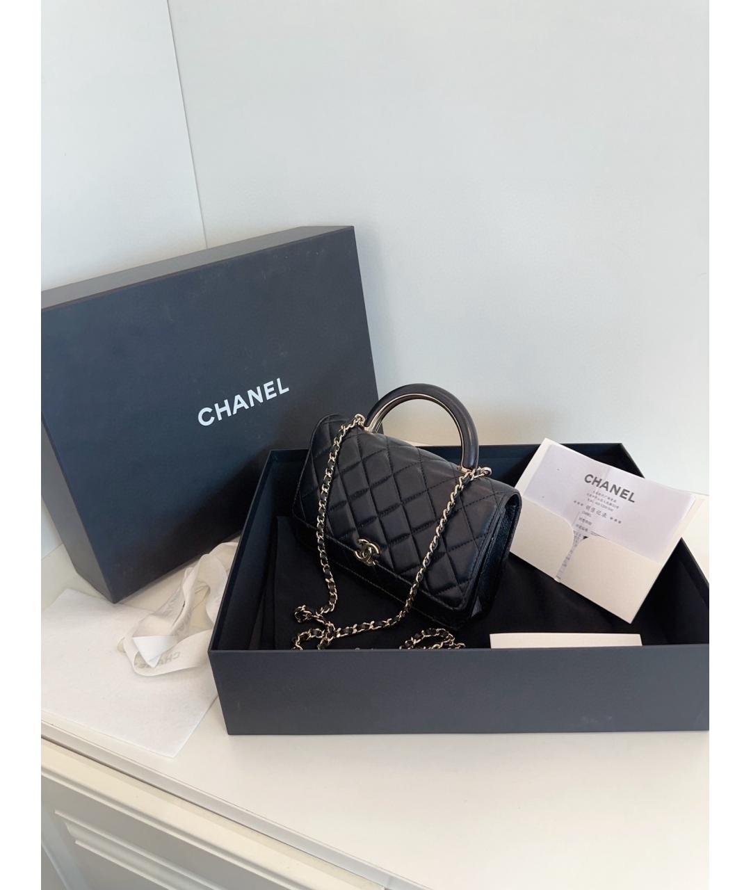CHANEL Черная кожаная сумка через плечо, фото 7