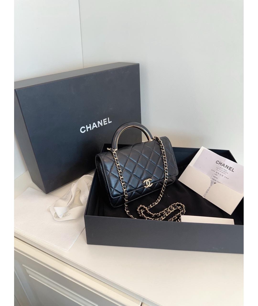 CHANEL Черная кожаная сумка через плечо, фото 6