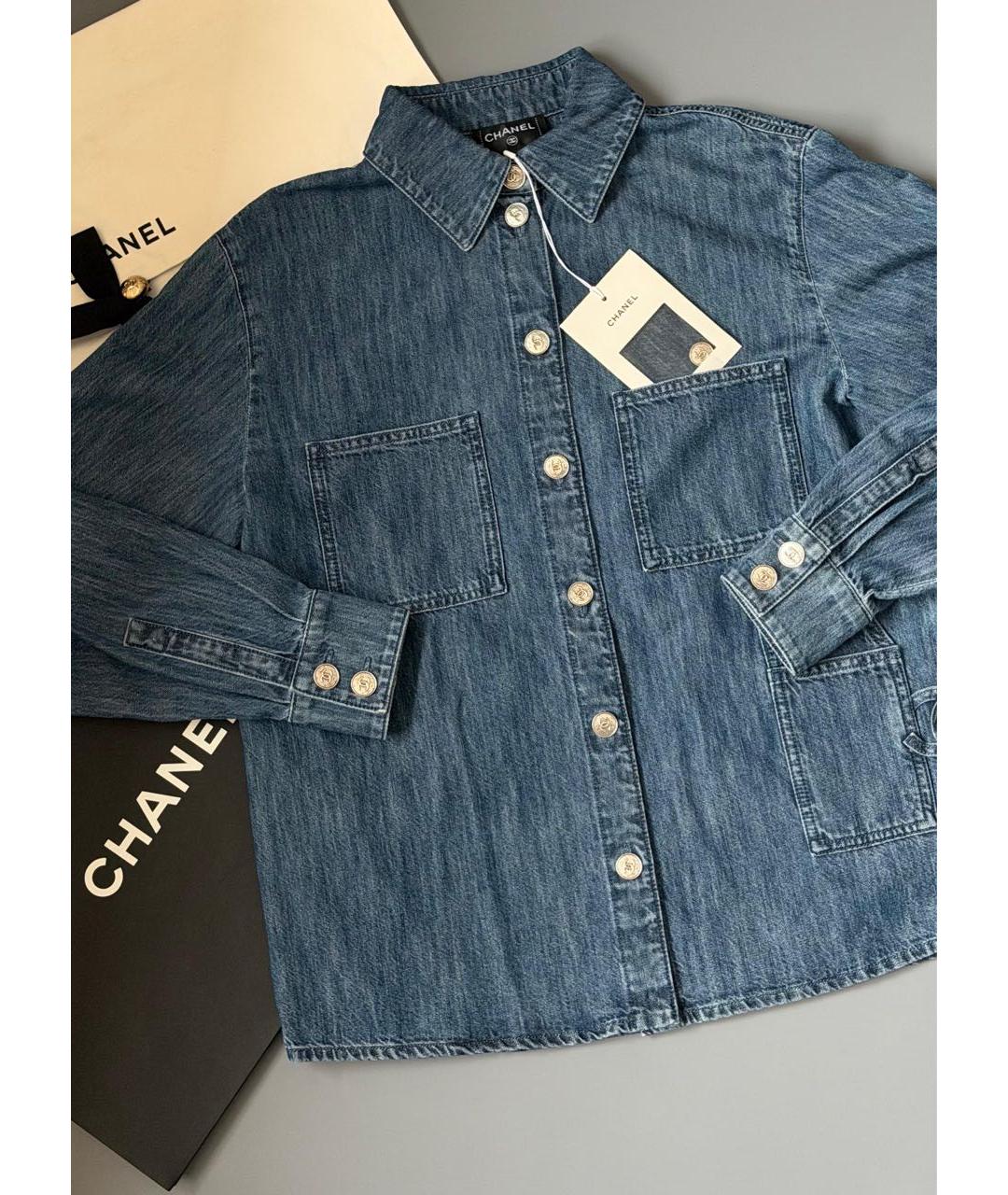 CHANEL Синяя деним рубашка, фото 3