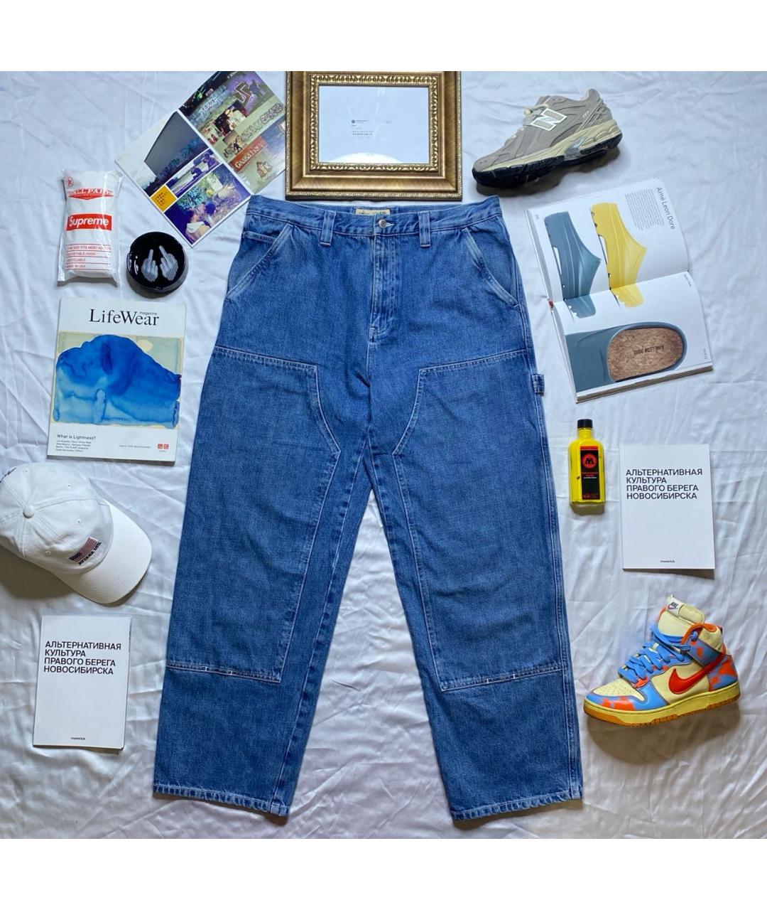 STUSSY Синие хлопковые прямые джинсы, фото 9