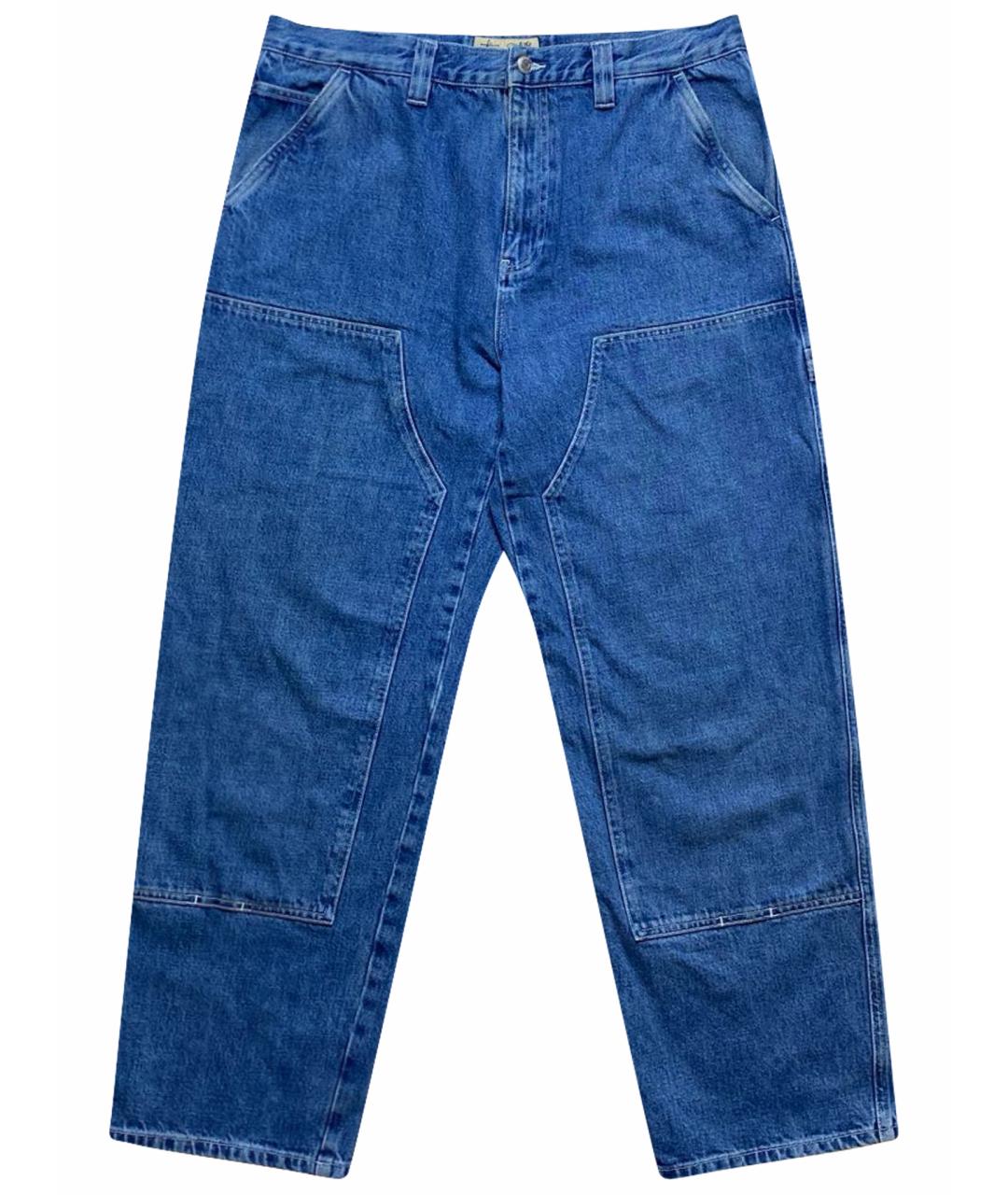 STUSSY Синие хлопковые прямые джинсы, фото 1