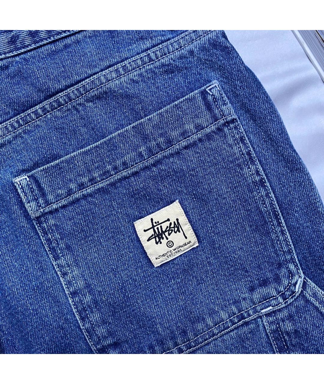 STUSSY Синие хлопковые прямые джинсы, фото 4