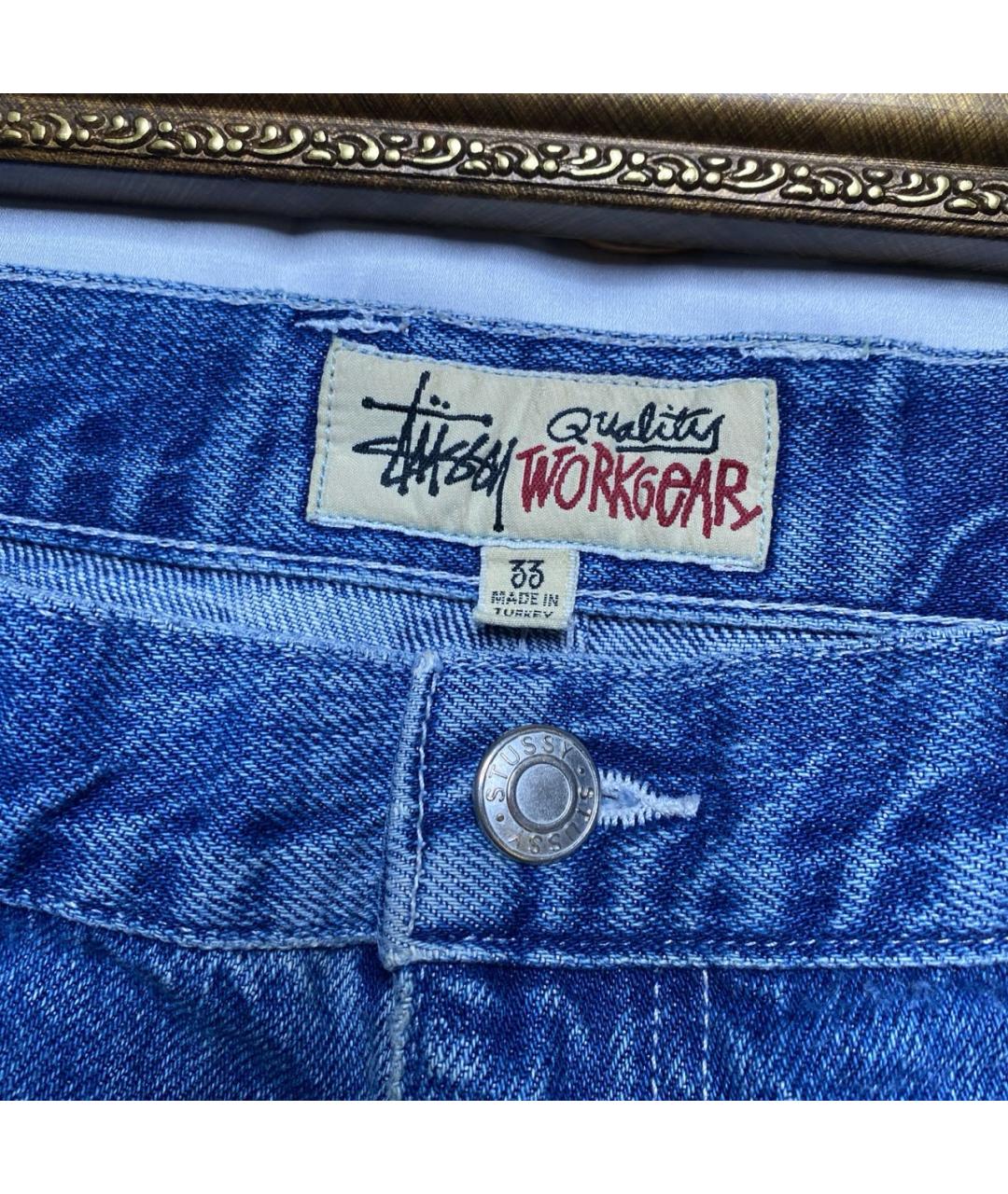 STUSSY Синие хлопковые прямые джинсы, фото 6
