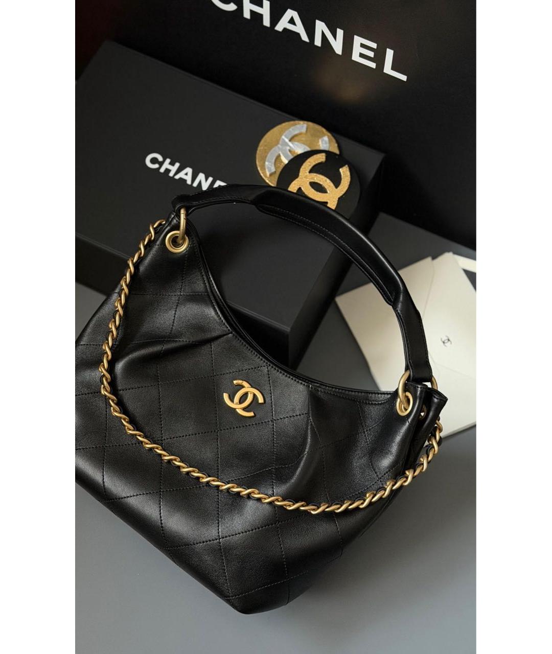 CHANEL Черная кожаная сумка через плечо, фото 2
