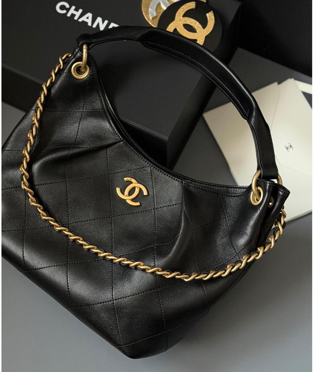 CHANEL Черная кожаная сумка через плечо, фото 3