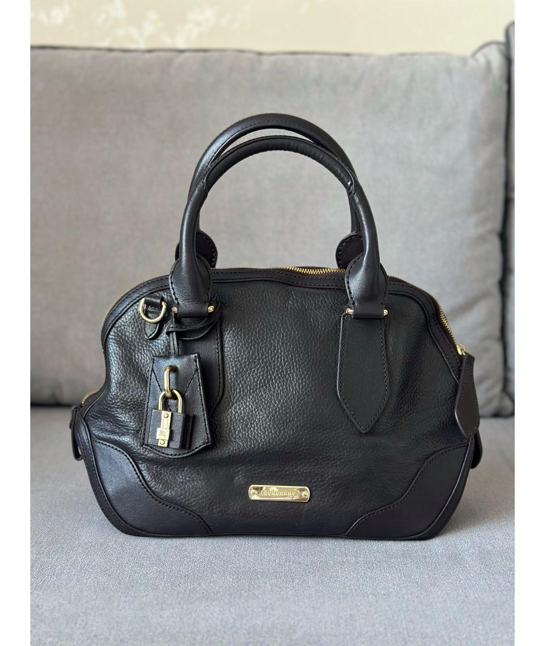 BURBERRY Коричневая кожаная сумка с короткими ручками, фото 3