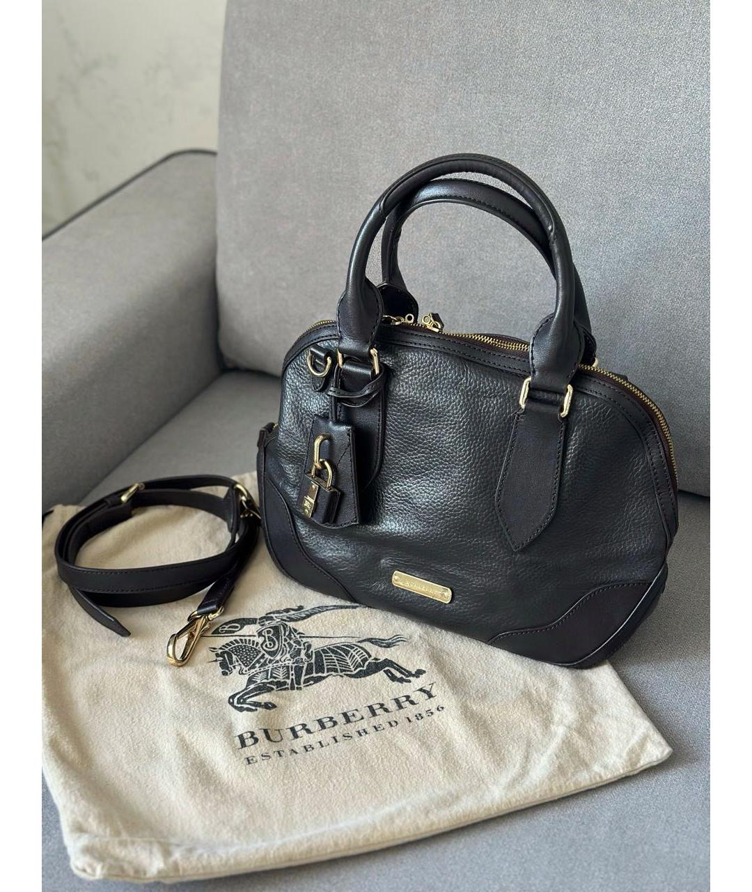 BURBERRY Коричневая кожаная сумка с короткими ручками, фото 2