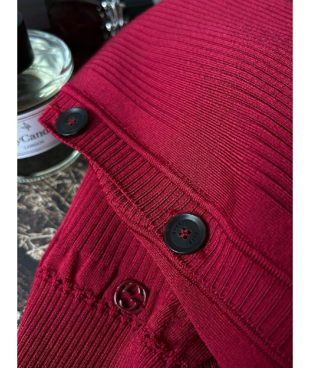 GUCCI Бордовый вискозный кардиган, фото 2
