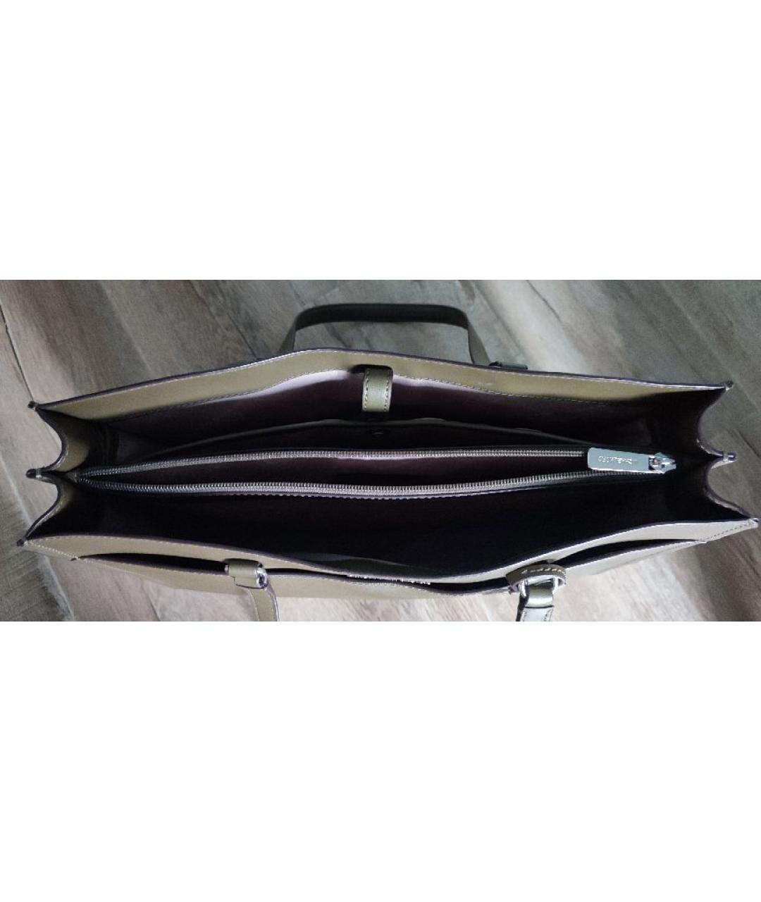 MICHAEL KORS Хаки кожаная сумка тоут, фото 4