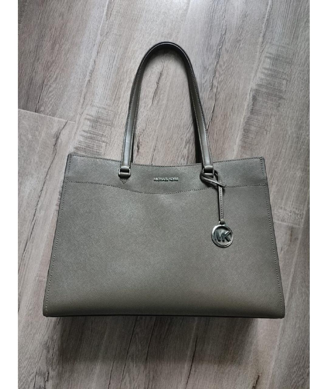 MICHAEL KORS Хаки кожаная сумка тоут, фото 9