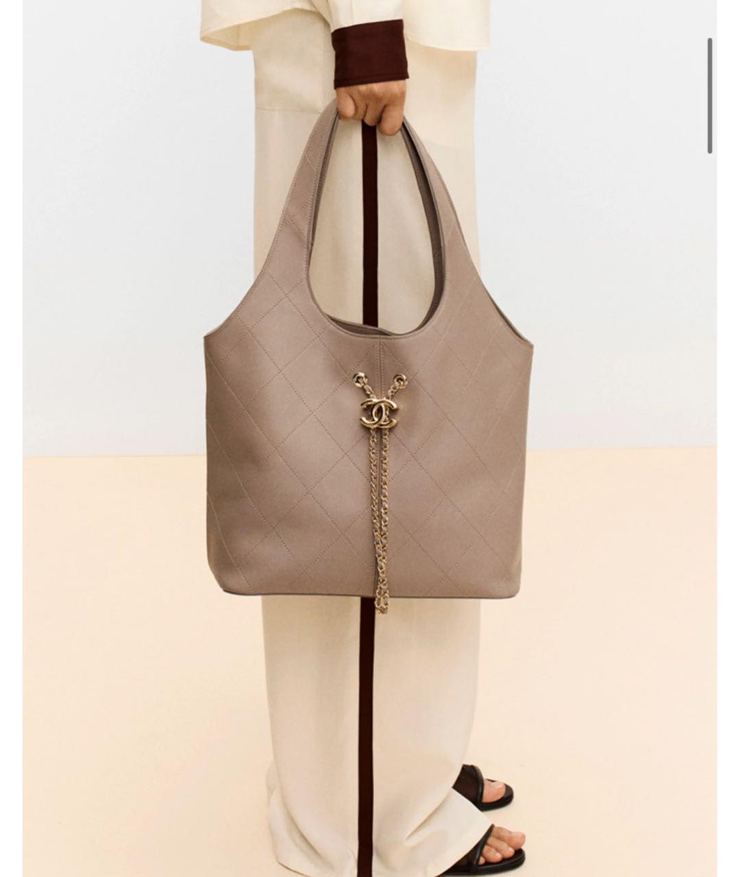 CHANEL Серая кожаная сумка тоут, фото 4