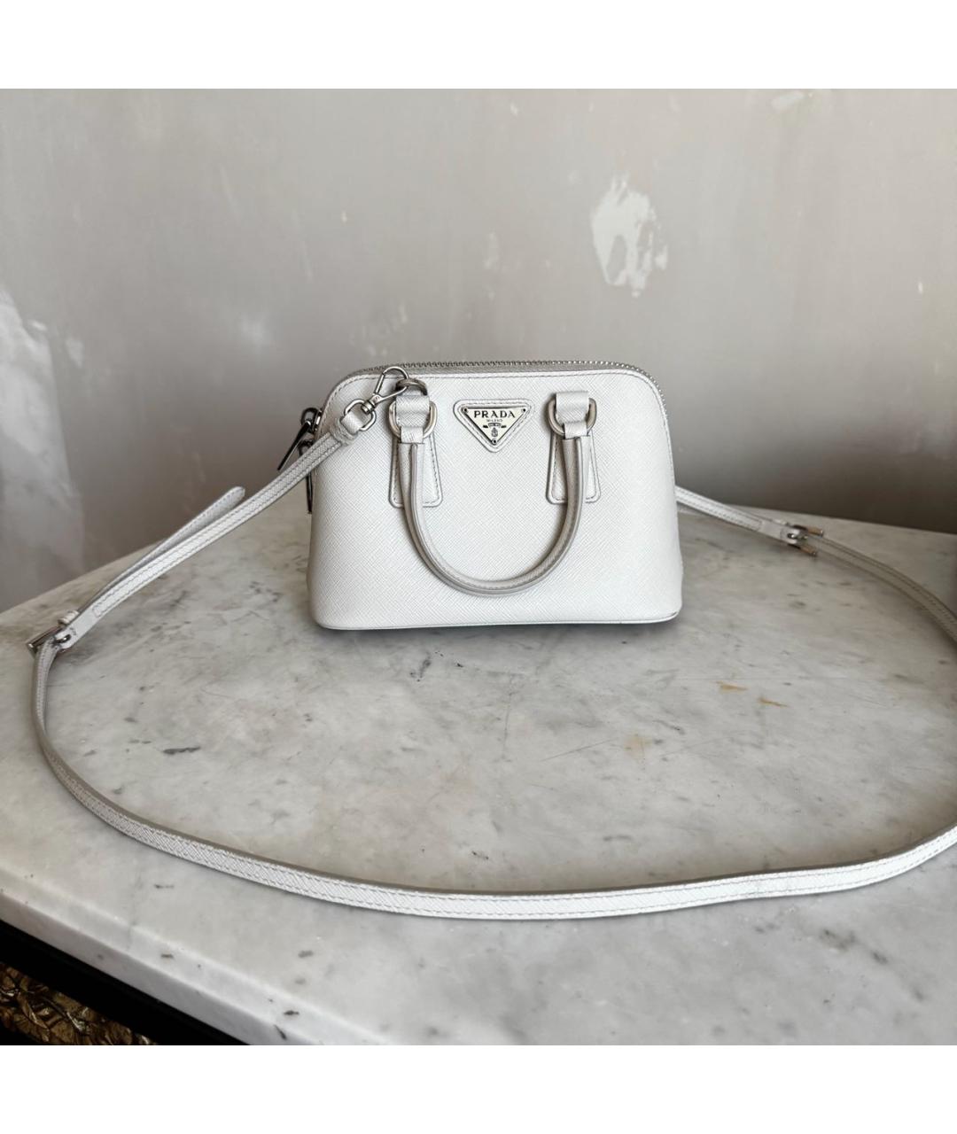 PRADA Белая кожаная сумка через плечо, фото 6