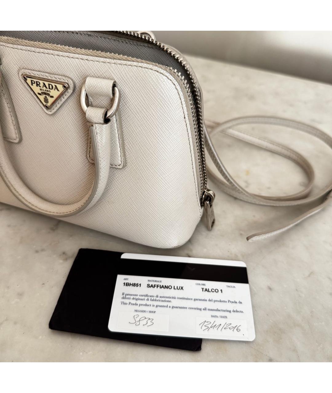 PRADA Белая кожаная сумка через плечо, фото 5