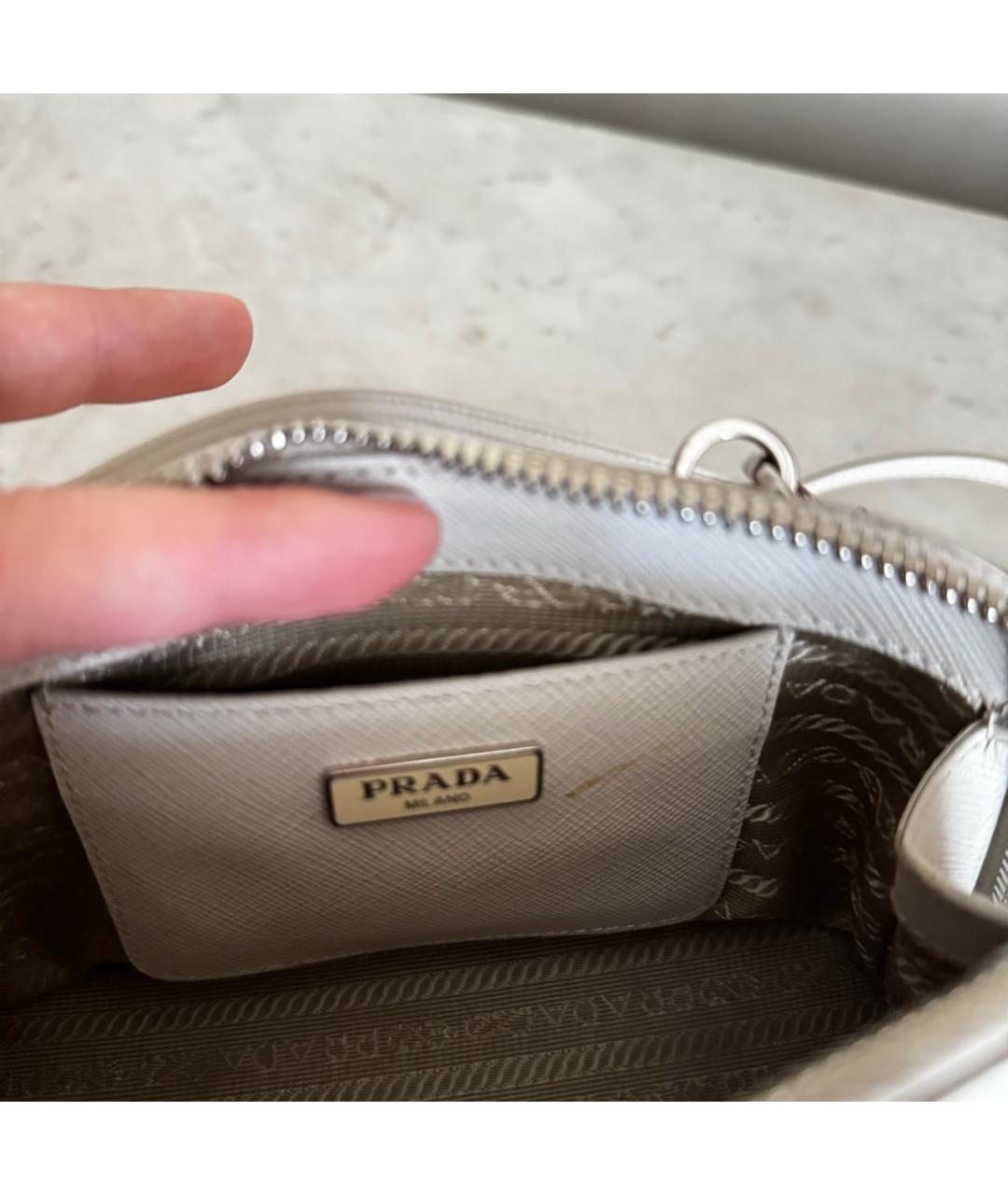 PRADA Белая кожаная сумка через плечо, фото 4