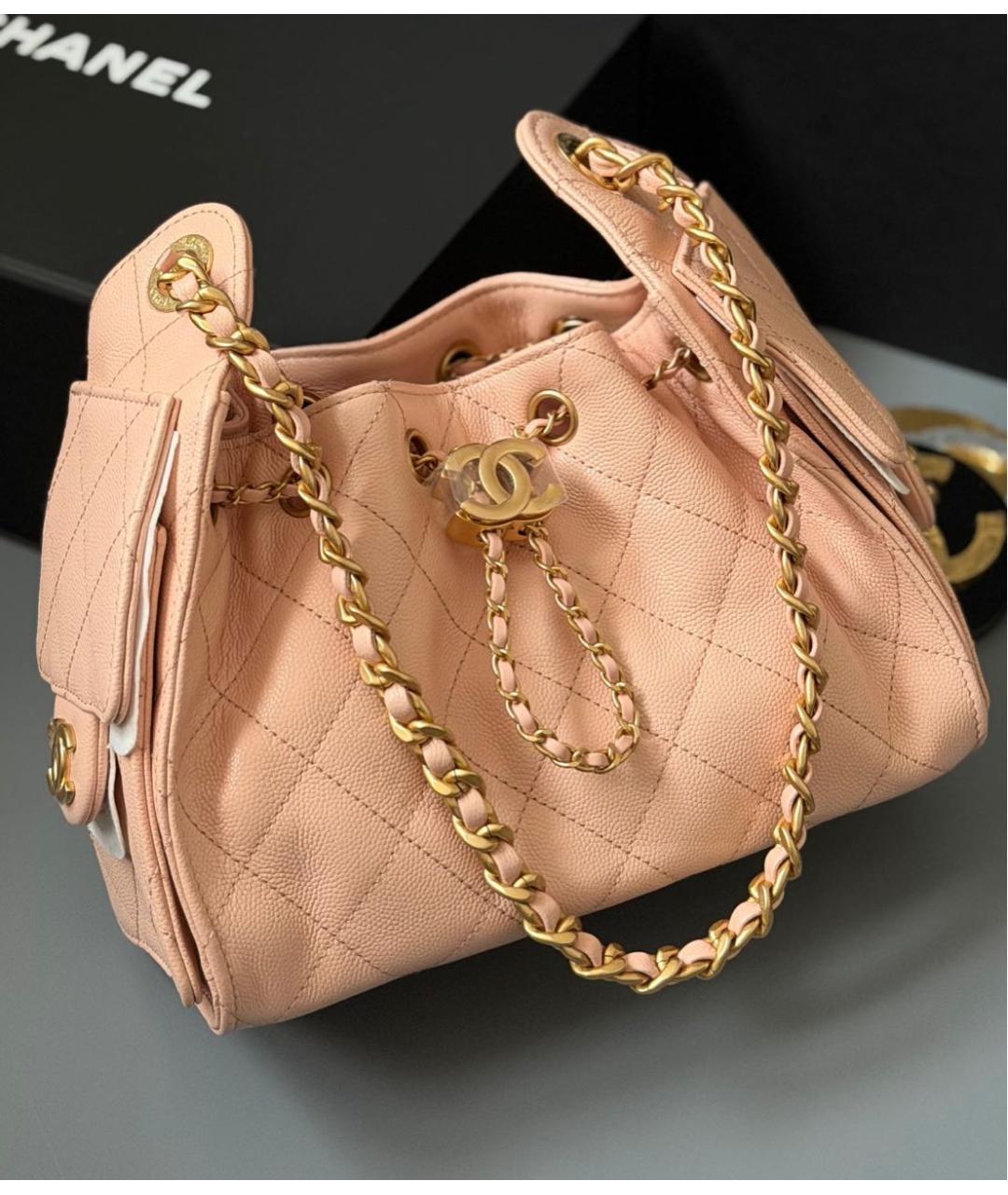 CHANEL Бежевая кожаная сумка через плечо, фото 3