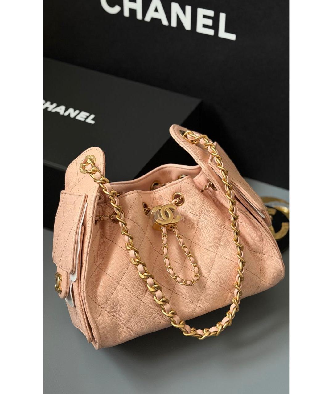 CHANEL Бежевая кожаная сумка через плечо, фото 2