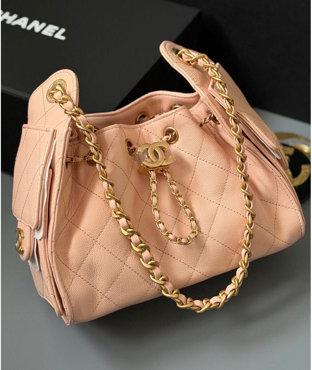 CHANEL Бежевая кожаная сумка через плечо, фото 3