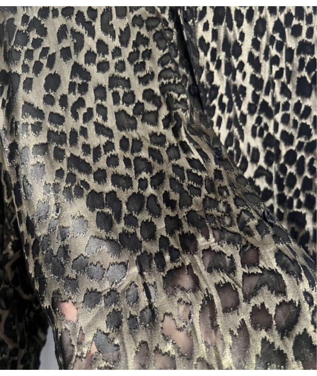 SAINT LAURENT Золотая шелковая рубашка, фото 5