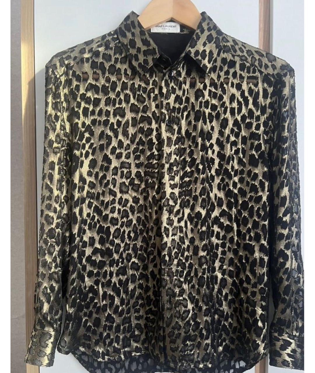 SAINT LAURENT Золотая шелковая рубашка, фото 4