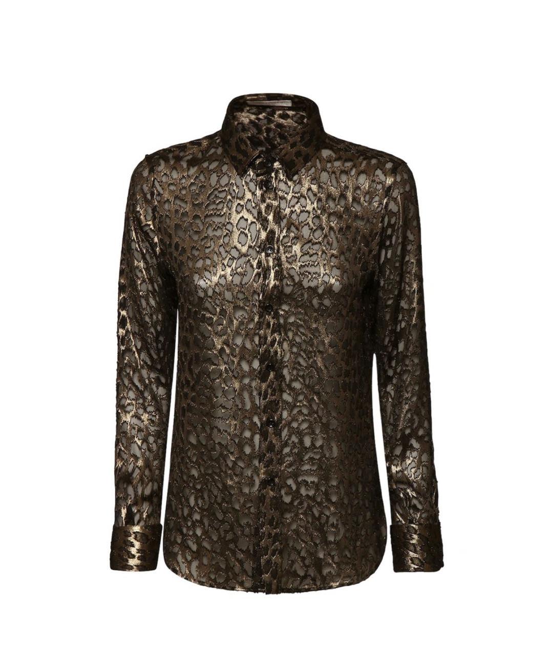 SAINT LAURENT Золотая шелковая рубашка, фото 1