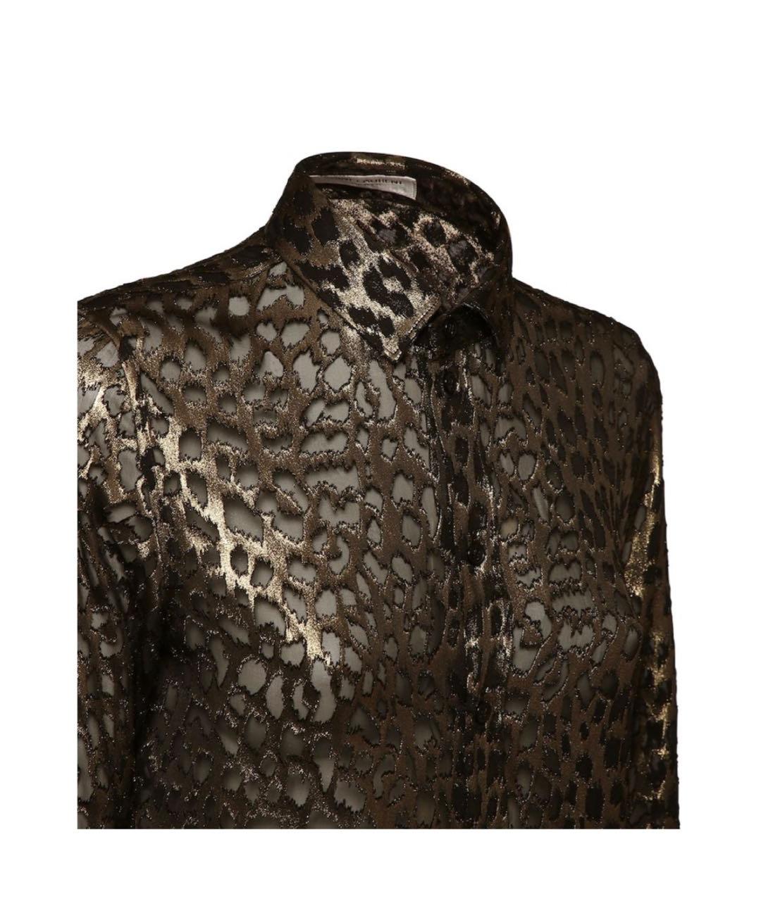 SAINT LAURENT Золотая шелковая рубашка, фото 2