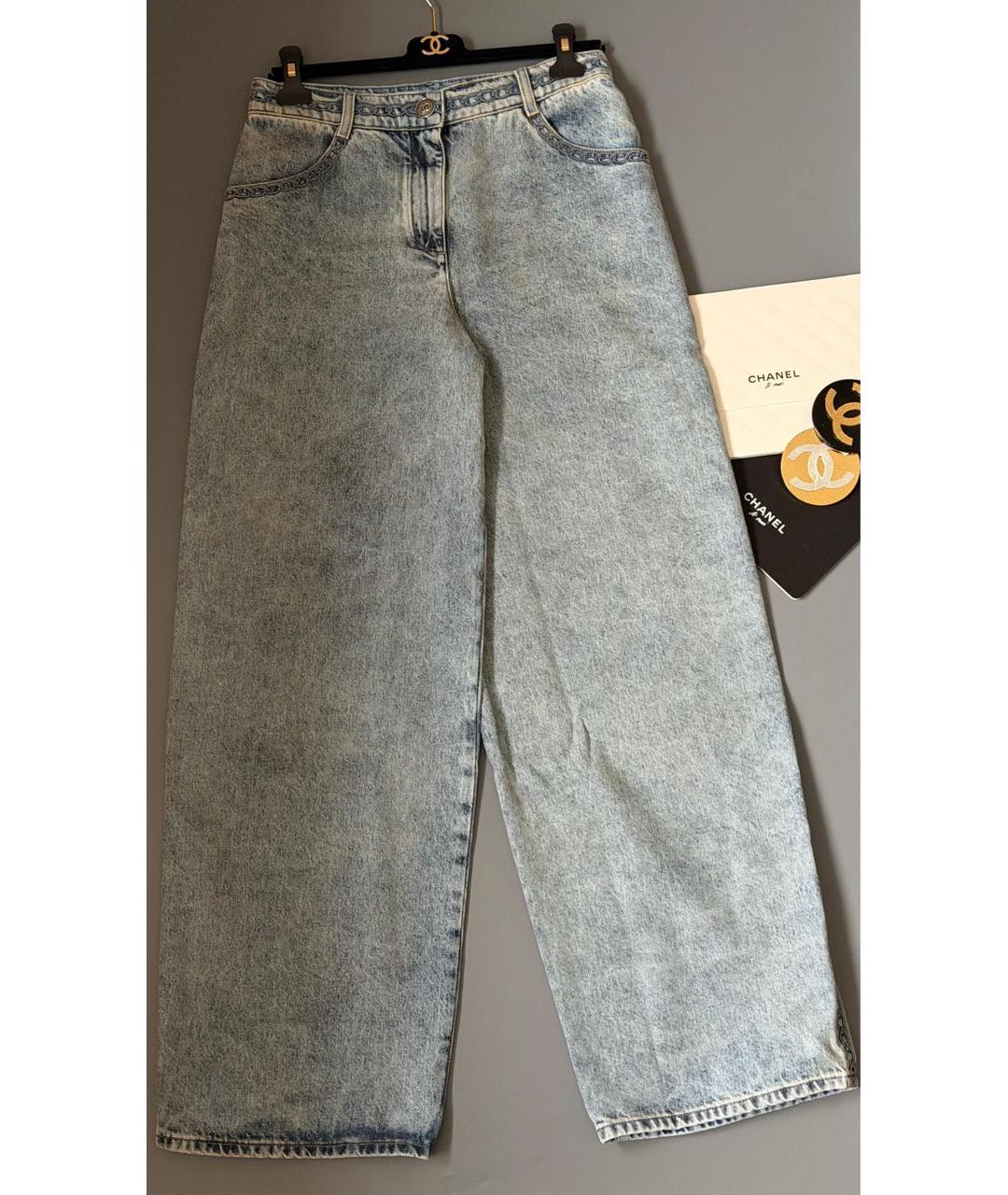 CHANEL Синие хлопковые прямые джинсы, фото 2