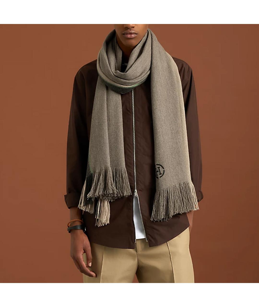 HERMES Серый шарф, фото 2