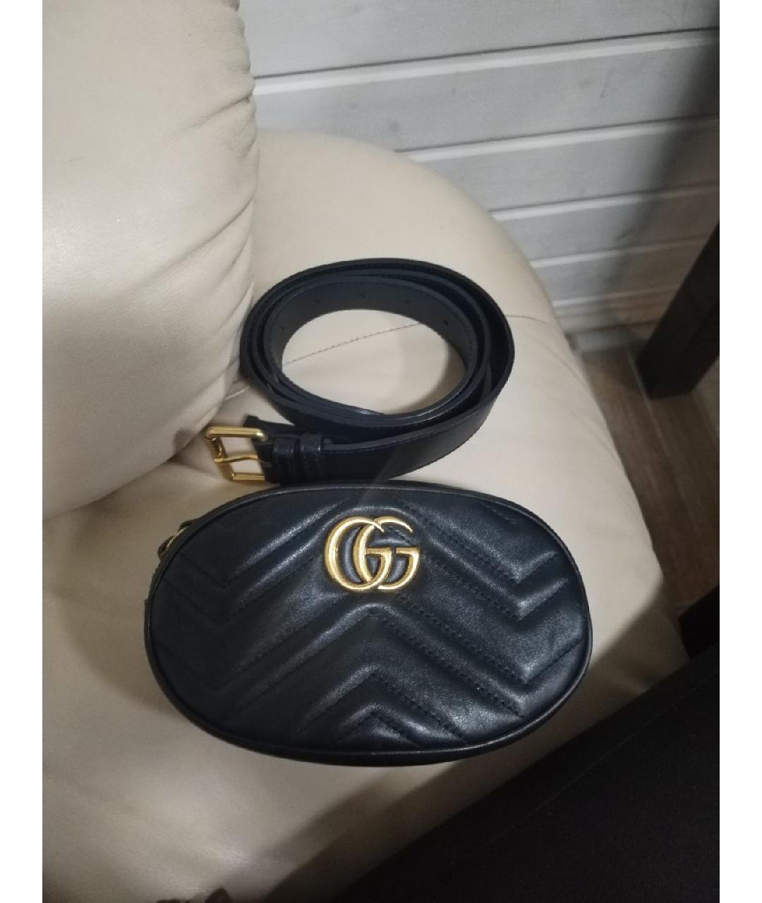 GUCCI Черная кожаная поясная сумка, фото 6