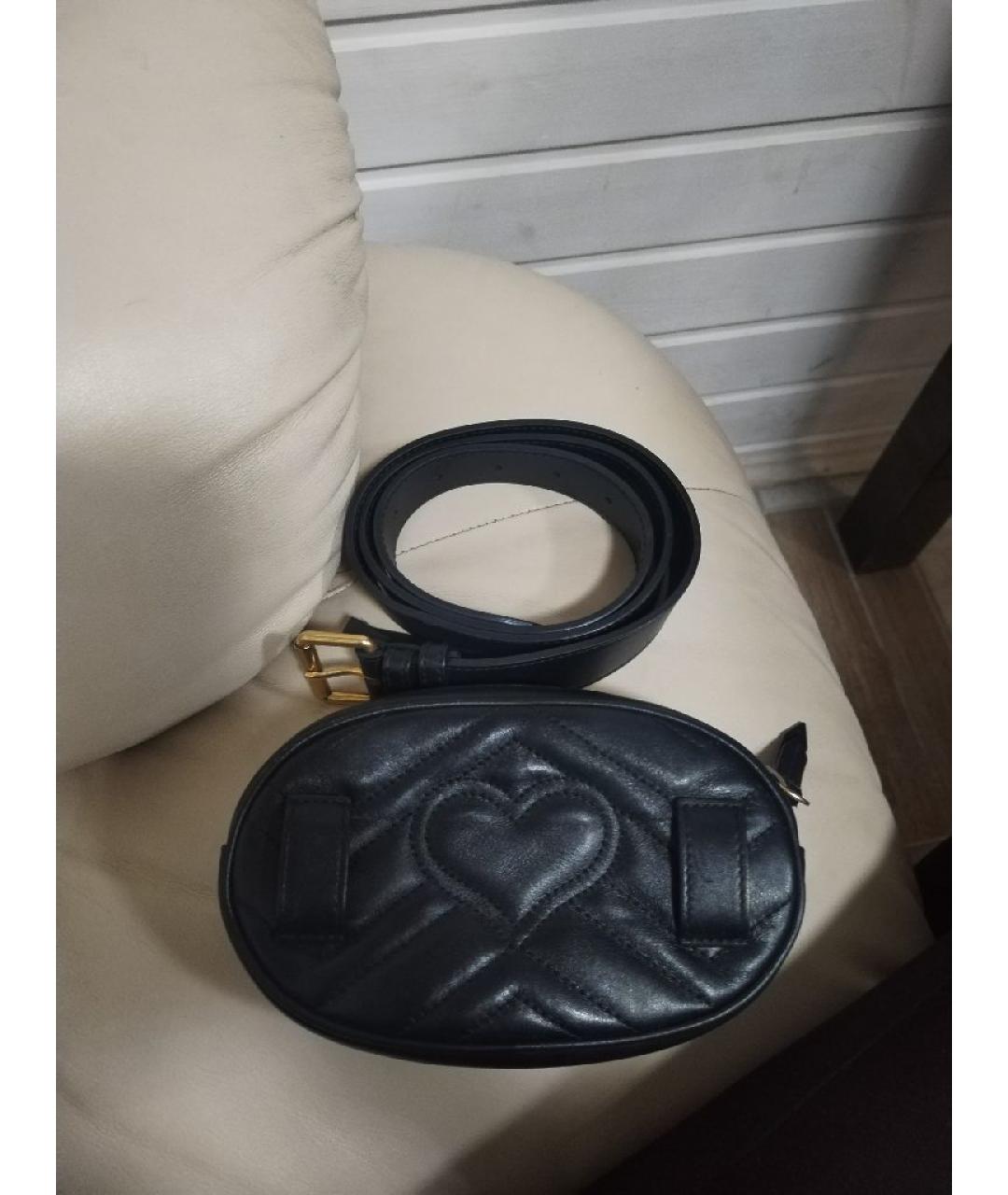 GUCCI Черная кожаная поясная сумка, фото 2