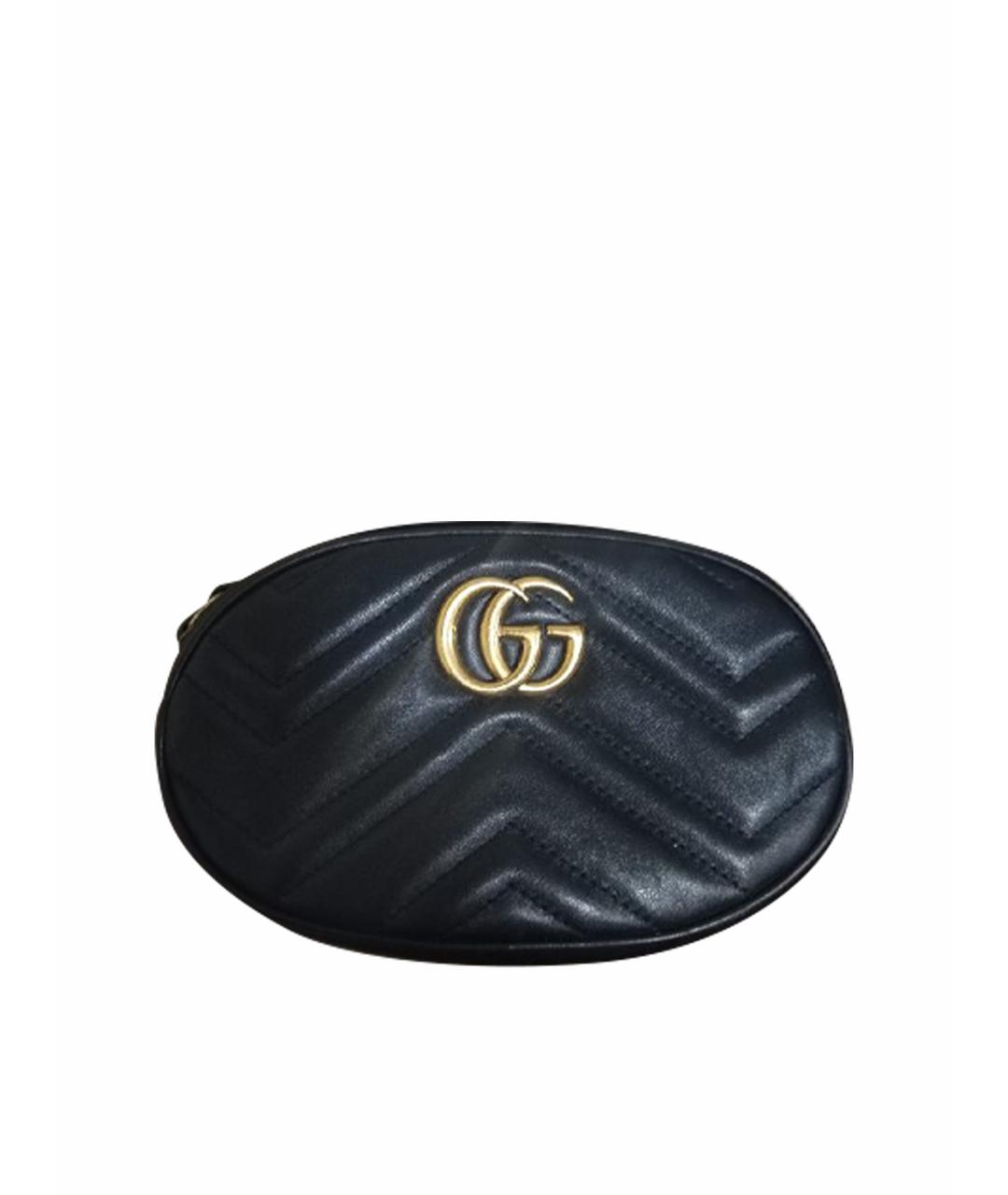 GUCCI Черная кожаная поясная сумка, фото 1