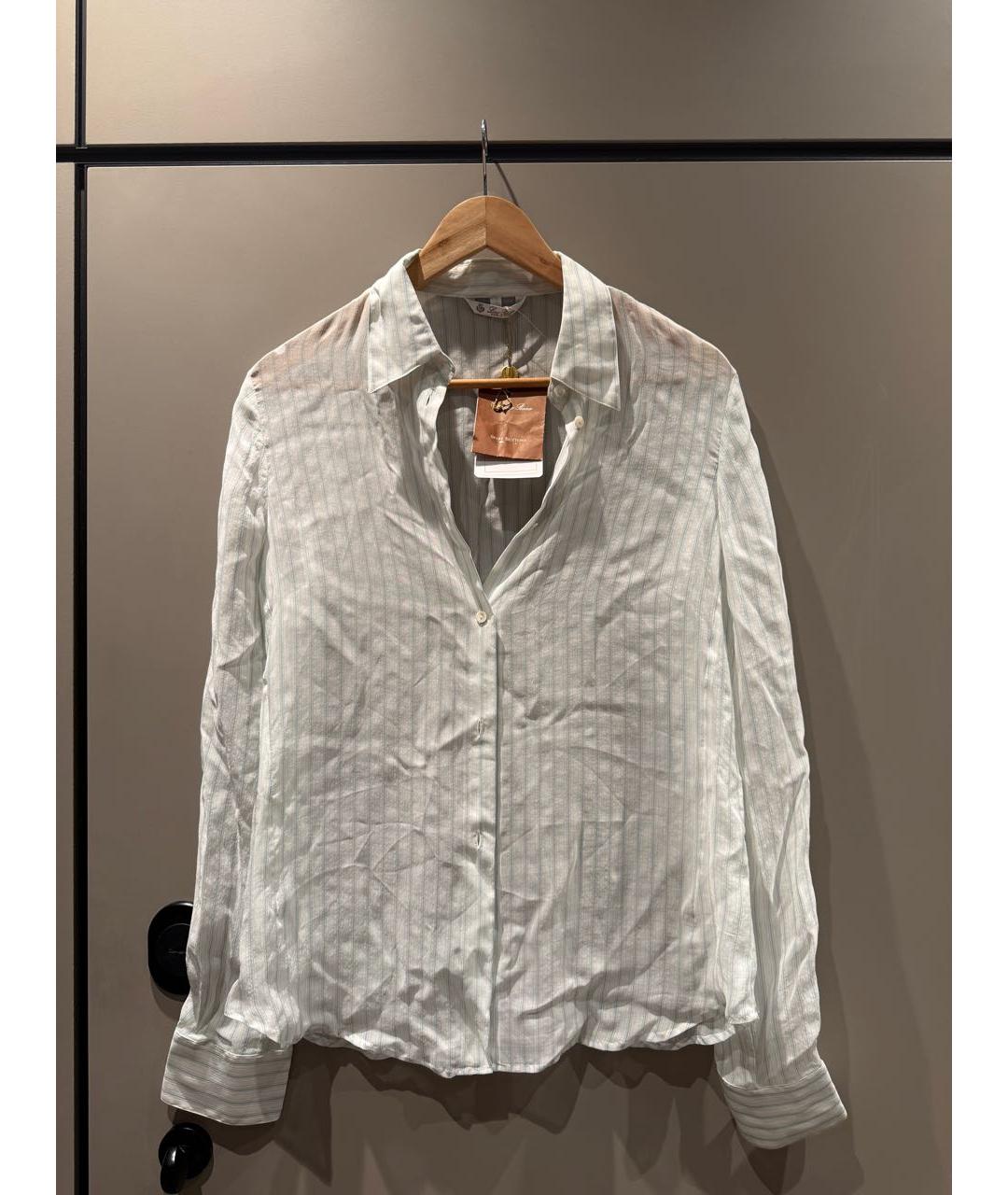 LORO PIANA Белая шелковая рубашка, фото 7