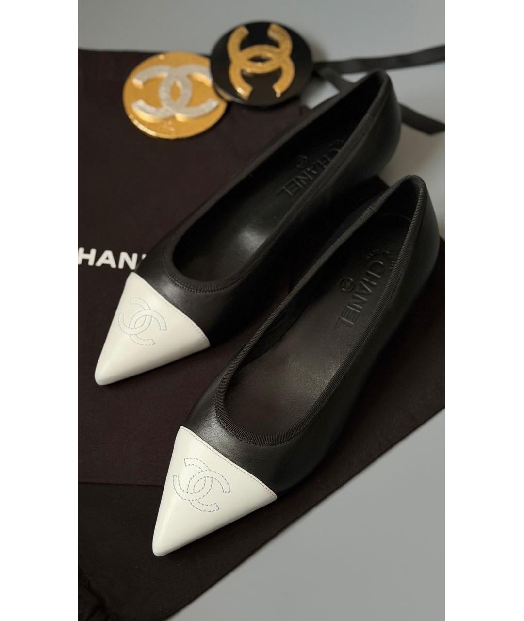 CHANEL Черные кожаные балетки, фото 3