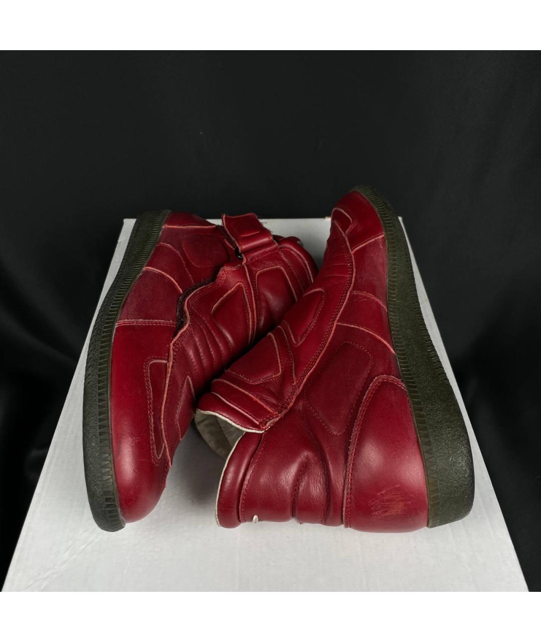 MAISON MARGIELA Красные кожаные высокие кроссовки / кеды, фото 3