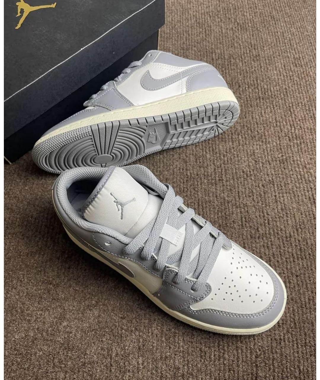 JORDAN Серые кожаные кеды, фото 3