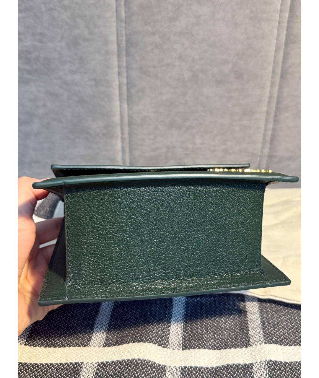 JACQUEMUS Зеленая кожаная сумка с короткими ручками, фото 4