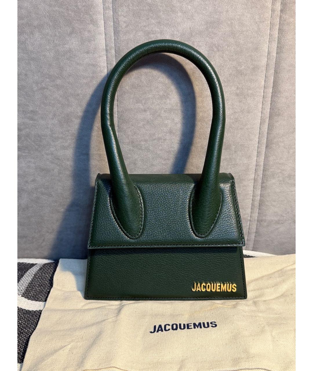 JACQUEMUS Зеленая кожаная сумка с короткими ручками, фото 9