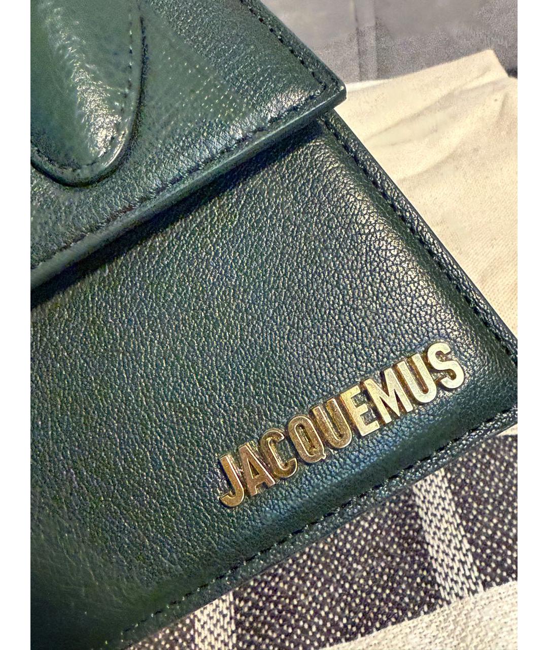 JACQUEMUS Зеленая кожаная сумка с короткими ручками, фото 6