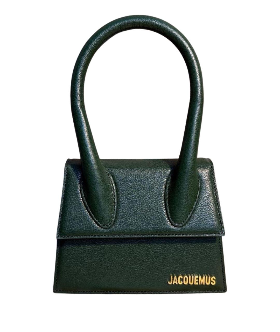 JACQUEMUS Зеленая кожаная сумка с короткими ручками, фото 1