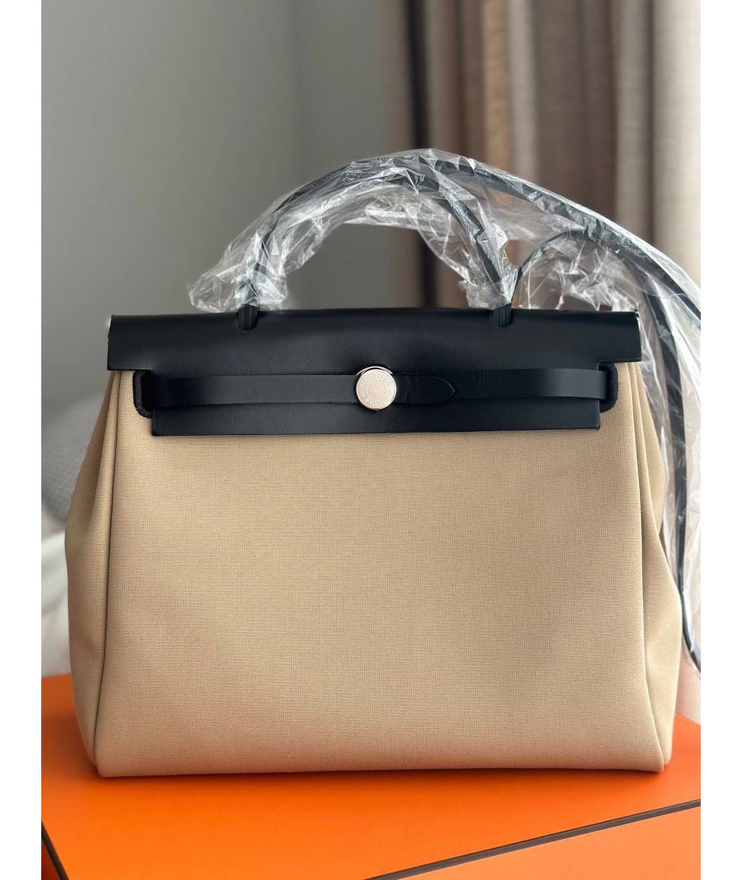 HERMES Бежевая тканевая сумка через плечо, фото 3