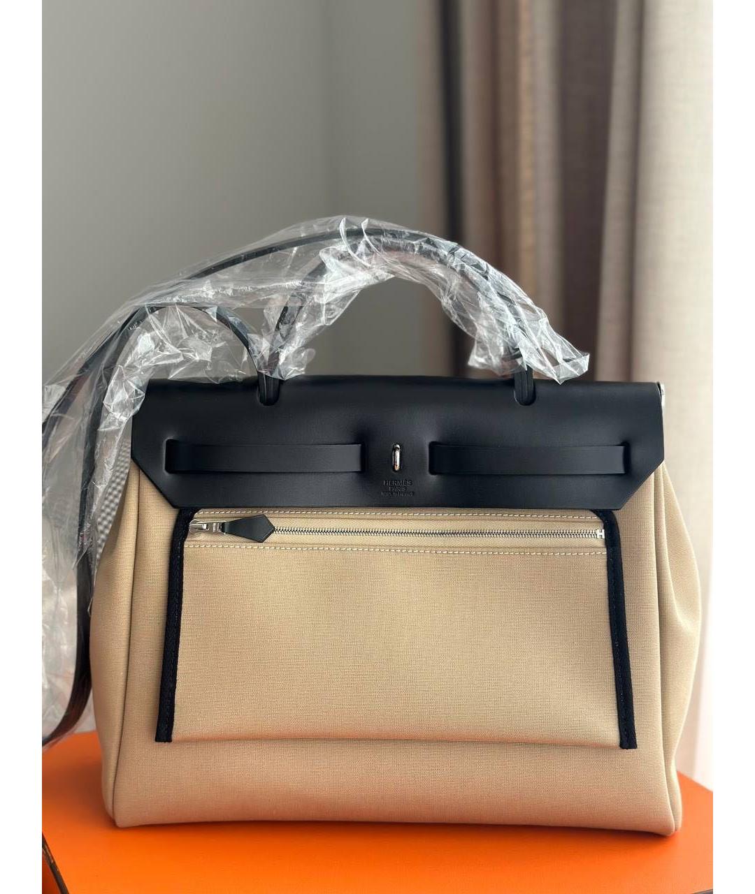 HERMES Бежевая тканевая сумка через плечо, фото 2