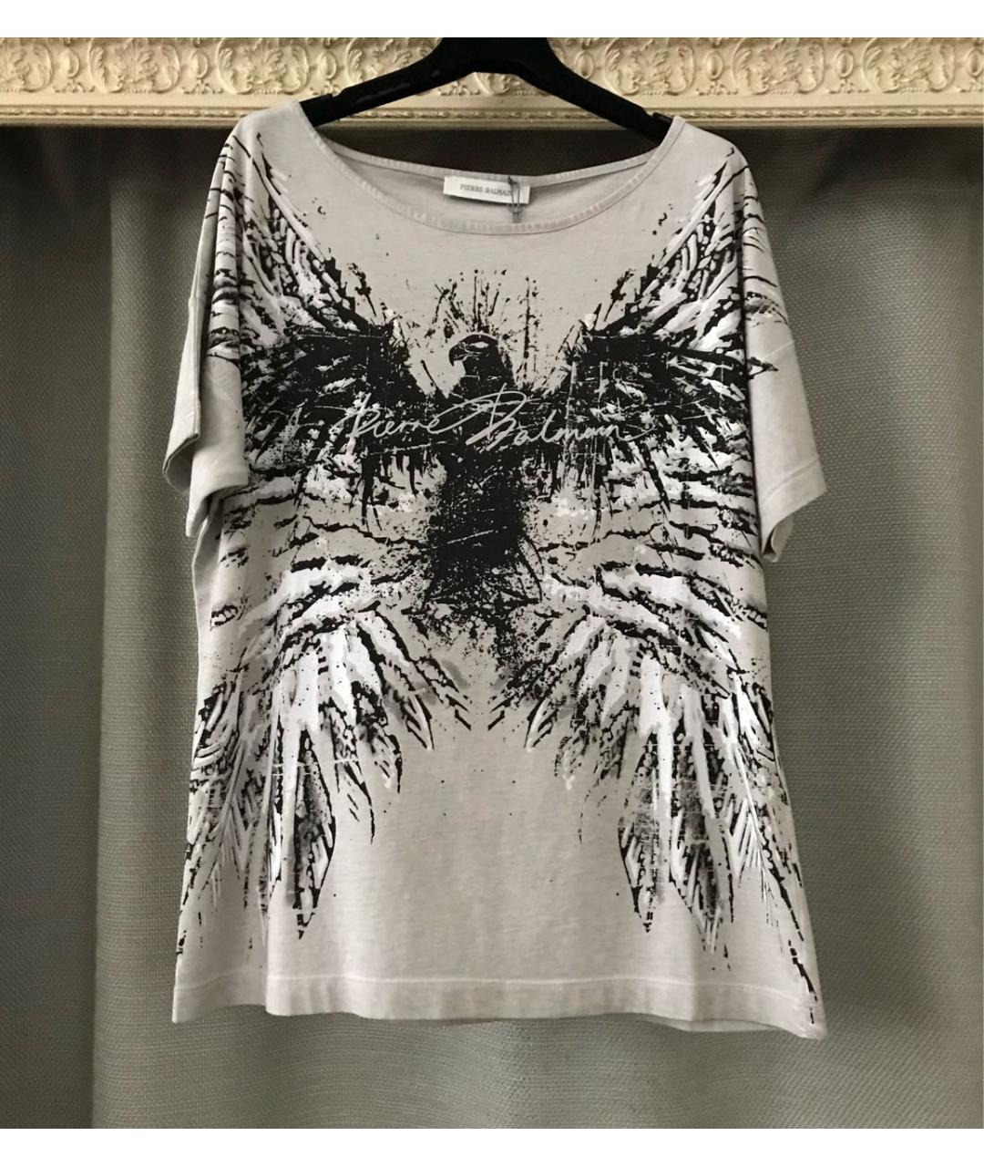 PIERRE BALMAIN Серая хлопковая футболка, фото 6