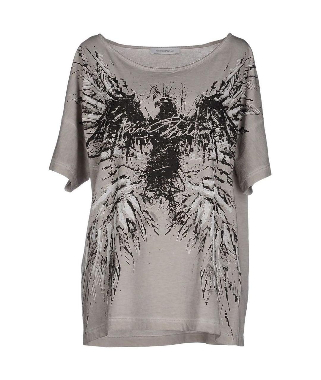 PIERRE BALMAIN Серая хлопковая футболка, фото 1